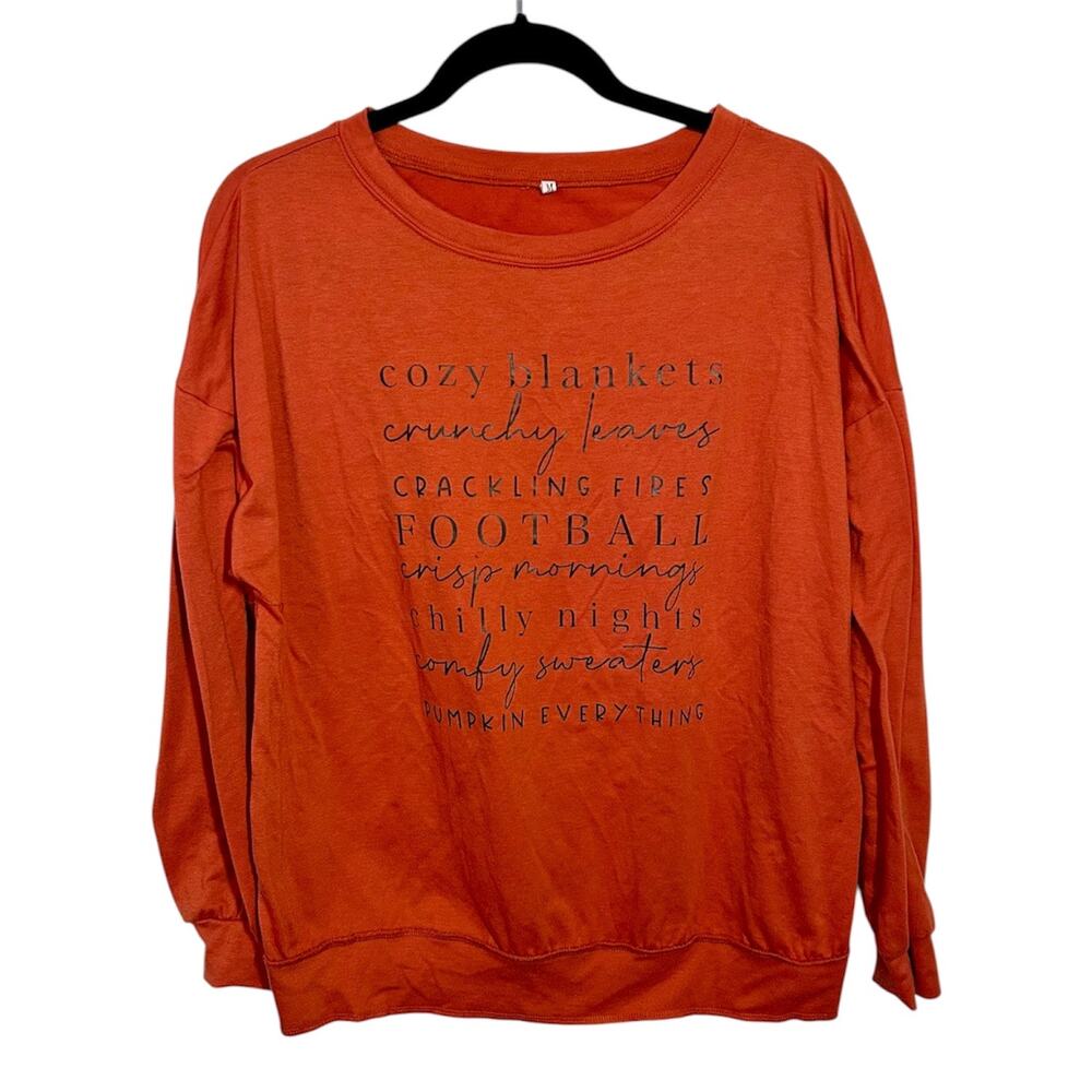 Women’s Medium Burnt Orange Fall Favorites Crew Neck Long Sleeve Sweatshirt